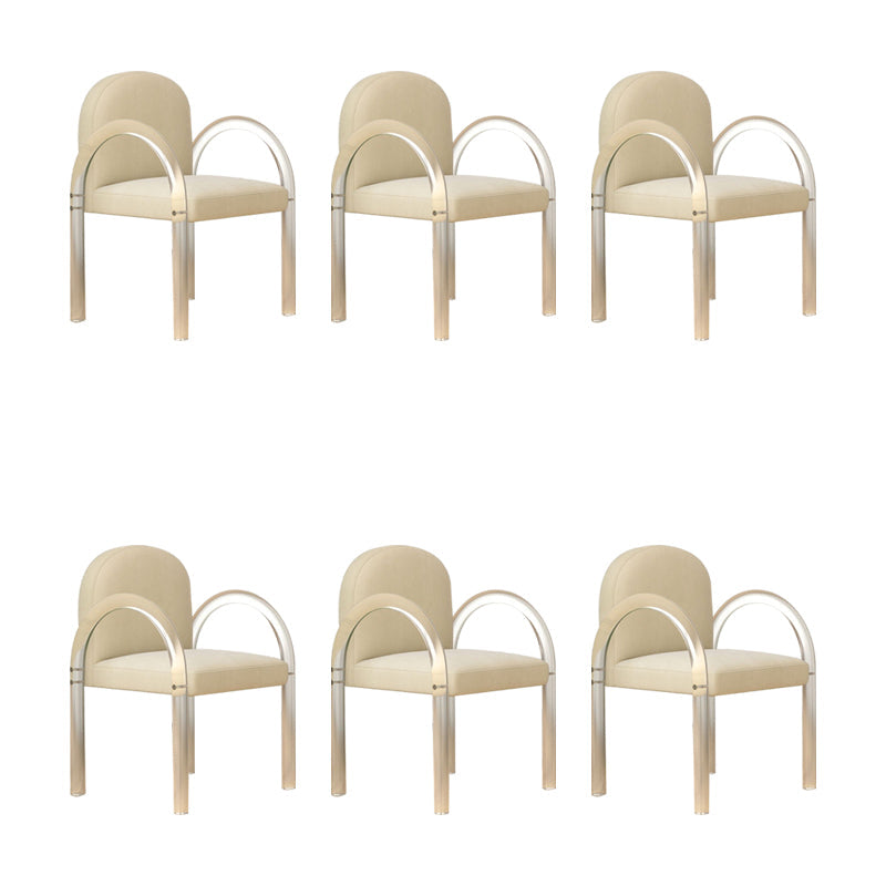 Modern Simple Arm Chair Plastic Frame Dining Chair for Dining Room Beige 6 Piece Set Clearhalo 'Dining Chairs' 'Dining Tables & Seating' 'dining_chair' 'furn' 'furn_dining_chair' 'Furniture' 'Kitchen & Dining Furniture' 7277568