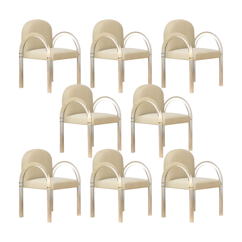 Modern Simple Arm Chair Plastic Frame Dining Chair for Dining Room Beige 8 Piece Set Clearhalo 'Dining Chairs' 'Dining Tables & Seating' 'dining_chair' 'furn' 'furn_dining_chair' 'Furniture' 'Kitchen & Dining Furniture' 7277569