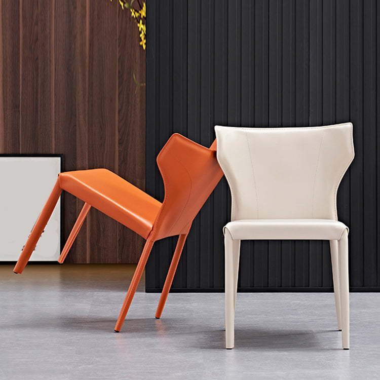 Nordic Style Side Chair Faux Leather Wingback Chair for Dining Room