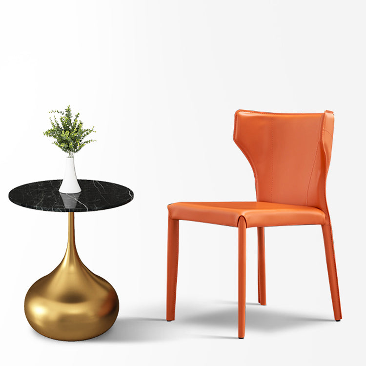 Nordic Style Side Chair Faux Leather Wingback Chair for Dining Room