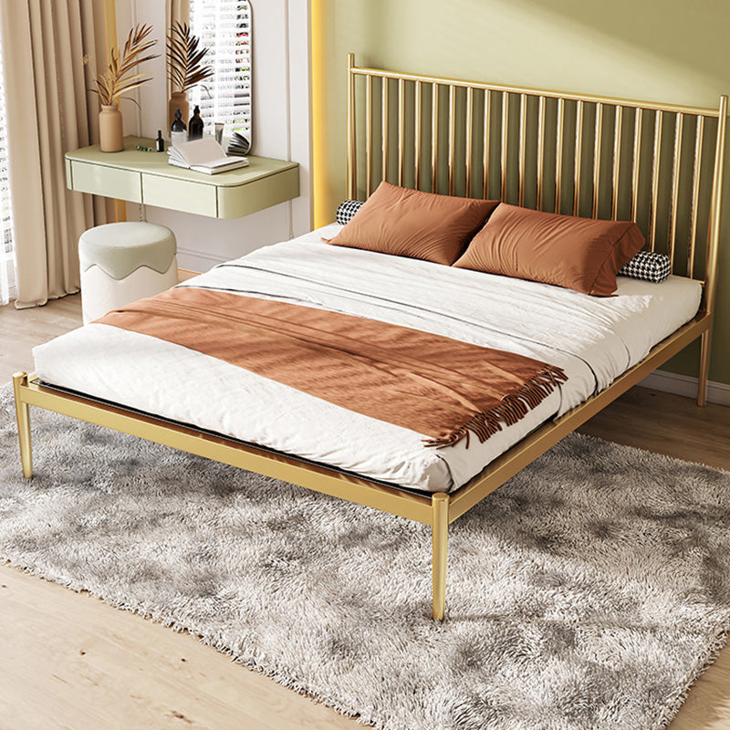 Contemporary Finish Metallic Open-Frame Bed Glam Wire-Grid Iron Bed Frame with Headboard Clearhalo 'Bedroom Furniture' 'Beds' 'furn' 'furn_beds' 'Furniture' 7277648