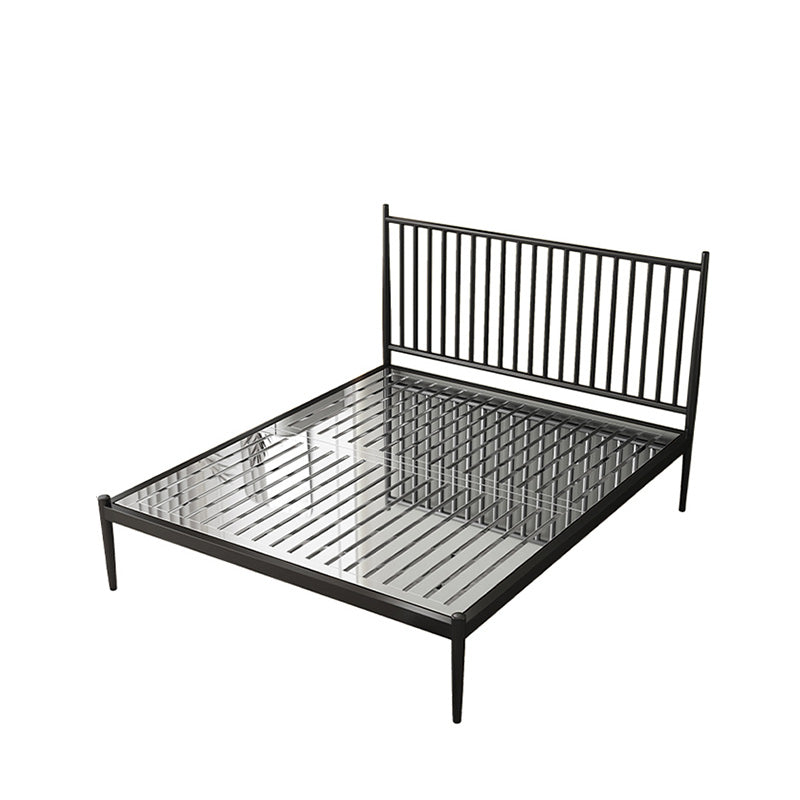 Contemporary Finish Metallic Open-Frame Bed Glam Wire-Grid Iron Bed Frame with Headboard Black Vertical Paving Clearhalo 'Bedroom Furniture' 'Beds' 'furn' 'furn_beds' 'Furniture' 7277649