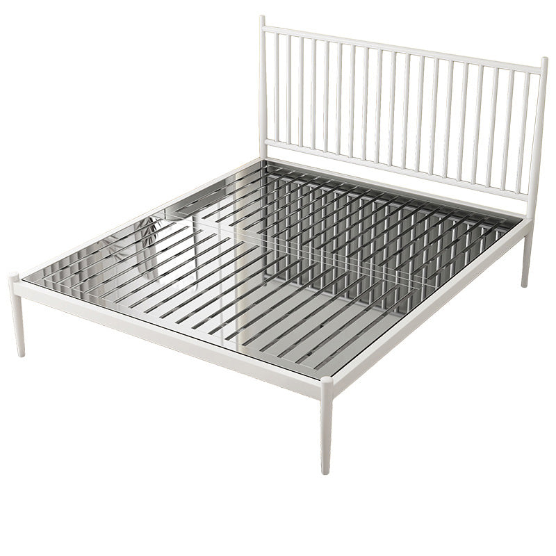 Contemporary Finish Metallic Open-Frame Bed Glam Wire-Grid Iron Bed Frame with Headboard White Vertical Paving Clearhalo 'Bedroom Furniture' 'Beds' 'furn' 'furn_beds' 'Furniture' 7277650