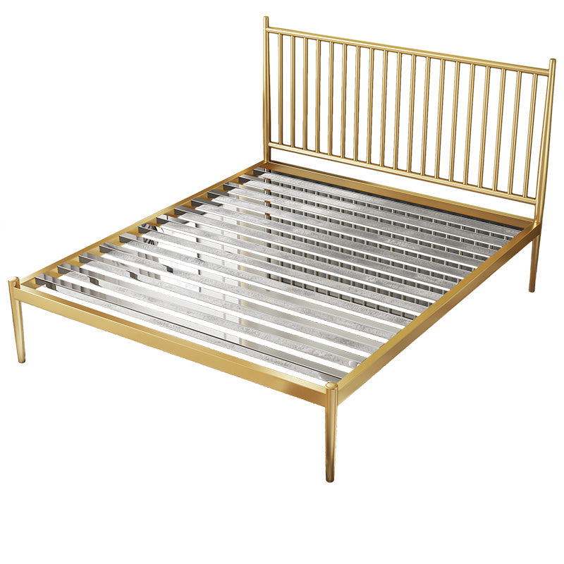 Contemporary Finish Metallic Open-Frame Bed Glam Wire-Grid Iron Bed Frame with Headboard Gold 13 Beams Clearhalo 'Bedroom Furniture' 'Beds' 'furn' 'furn_beds' 'Furniture' 7277651