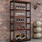 Metalen vloer wijnfles en glazen rek moderne houten wijnhouder voor keuken