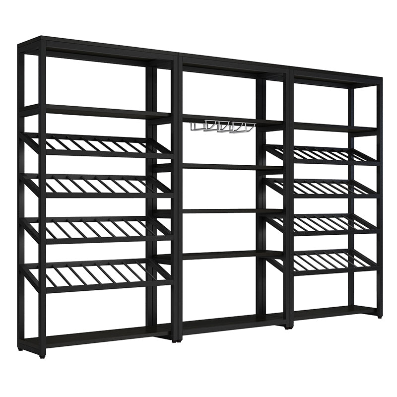 Metalen vloer wijnfles en glazen rek moderne houten wijnhouder voor keuken