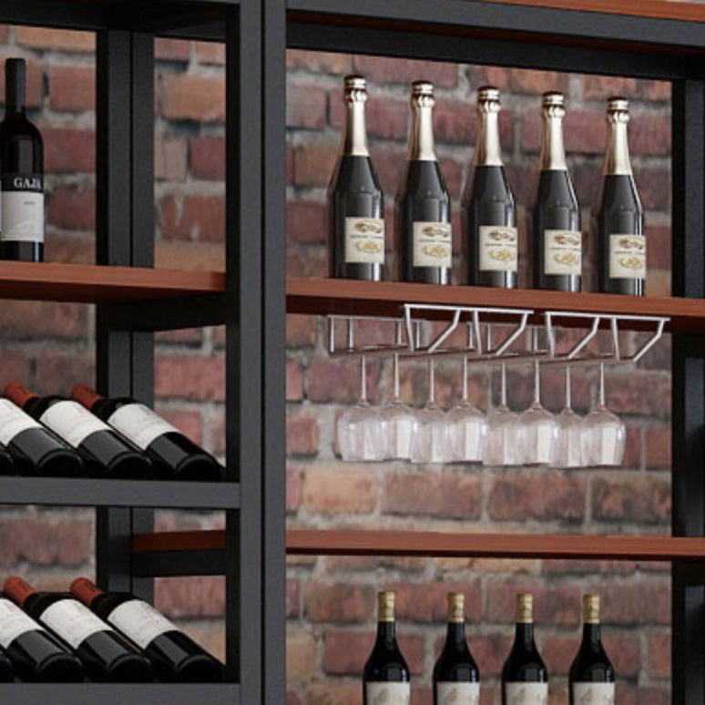 Bouteille à vin de sol en métal et porte-verre en verre support de vin en bois moderne pour cuisine