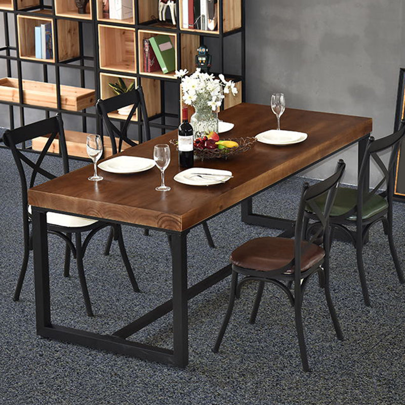 Dark Brown Solid Wood Dining Table Set 1/2/5 Pcs Industrial Dinette Set for Home