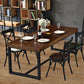 Dark Brown Solid Wood Dining Table Set 1/2/5 Pcs Industrial Dinette Set for Home