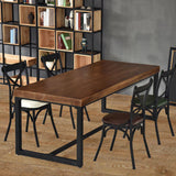 Dark Brown Solid Wood Dining Table Set 1/2/5 Pcs Industrial Dinette Set for Home