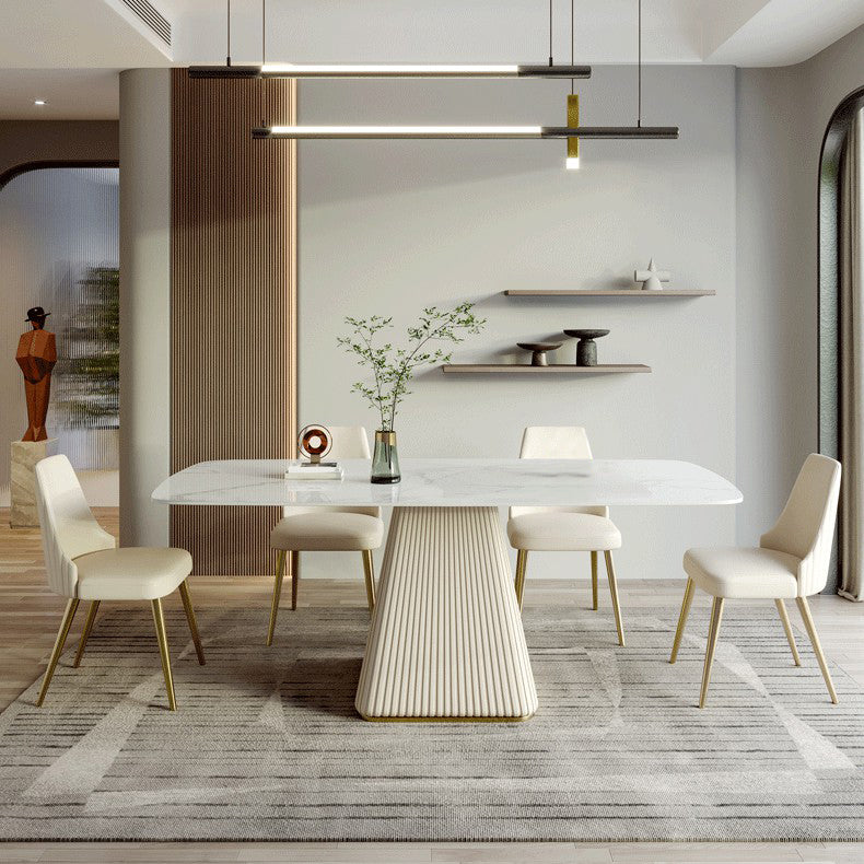 White Dinette Set with Leather Chairs 1/4/5 Pcs Modern Rectangle Dining Table Set Clearhalo 'Dining Room Sets' 'Dining Tables & Seating' 'dining_room_set' 'furn' 'furn_dining_room_set' 'Furniture' 'Kitchen & Dining Furniture' 7277909