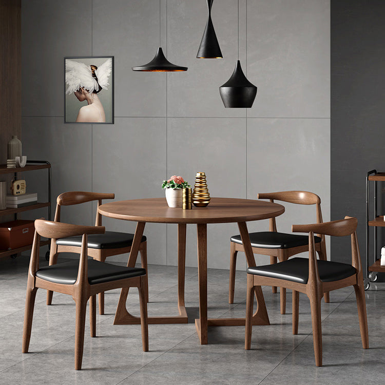 Modern Style Dinette Set 1/2/3/4/5 Pcs Round Solid Wood Dinette Table with Dining Chair Clearhalo 'Dining Room Sets' 'Dining Tables & Seating' 'dining_room_set' 'furn' 'furn_dining_room_set' 'Furniture' 'Kitchen & Dining Furniture' 7277920