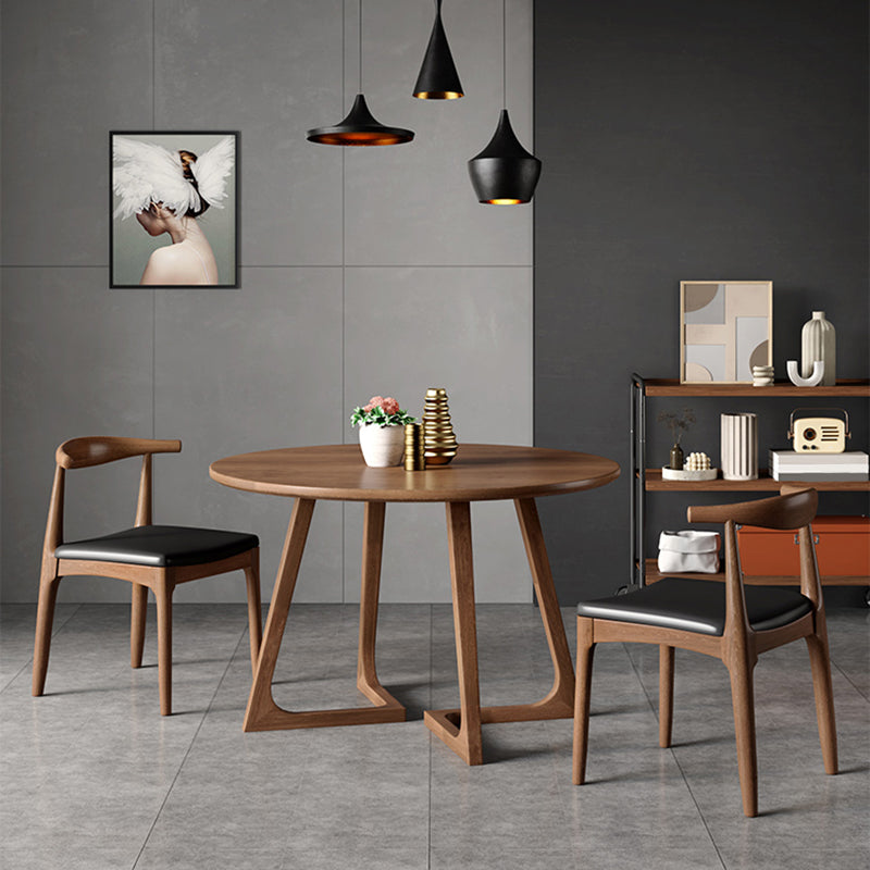 Modern Style Dinette Set 1/2/3/4/5 Pcs Round Solid Wood Dinette Table with Dining Chair 3 Pieces: Table, 2 Black Chairs Clearhalo 'Dining Room Sets' 'Dining Tables & Seating' 'dining_room_set' 'furn' 'furn_dining_room_set' 'Furniture' 'Kitchen & Dining Furniture' 7277921