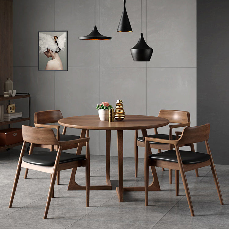 Modern Style Dinette Set 1/2/3/4/5 Pcs Round Solid Wood Dinette Table with Dining Chair Clearhalo 'Dining Room Sets' 'Dining Tables & Seating' 'dining_room_set' 'furn' 'furn_dining_room_set' 'Furniture' 'Kitchen & Dining Furniture' 7277924