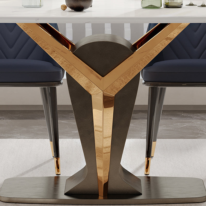 Rectangle Pedestal Dinner Room Kitchen Table Modern Dining Site Table Clearhalo 'Dining Tables & Seating' 'Dining Tables' 'dining_table' 'furn' 'furn_dining_table' 'Furniture' 'Kitchen & Dining Furniture' 7277955
