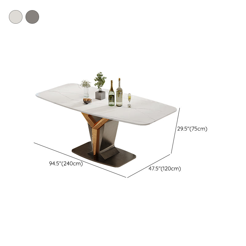 Rectangle Pedestal Dinner Room Kitchen Table Modern Dining Site Table Clearhalo 'Dining Tables & Seating' 'Dining Tables' 'dining_table' 'furn' 'furn_dining_table' 'Furniture' 'Kitchen & Dining Furniture' 7277963