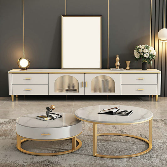 Stone Media Console TV Stand Modern TV Stand Console with Legs Clearhalo 'furn' 'furn_tv_stands_entertainment_centers' 'Furniture' 'Living Room Furniture' 'TV Stands & Entertainment Centers' 'TV Stands & Media Storage Furniture' 'tv_stands_entertainment_centers' 7278035