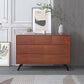 Commode double contemporaine en bois de caoutchouc, commode de rangement horizontale pour chambre à coucher