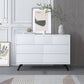 Commode double contemporaine en bois de caoutchouc, commode de rangement horizontale pour chambre à coucher