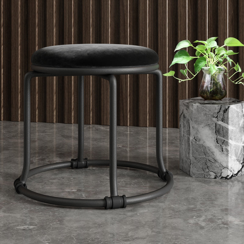 Glam Ottoman Velvet Fade résistant Solid Color rond Ottoman avec des jambes en métal