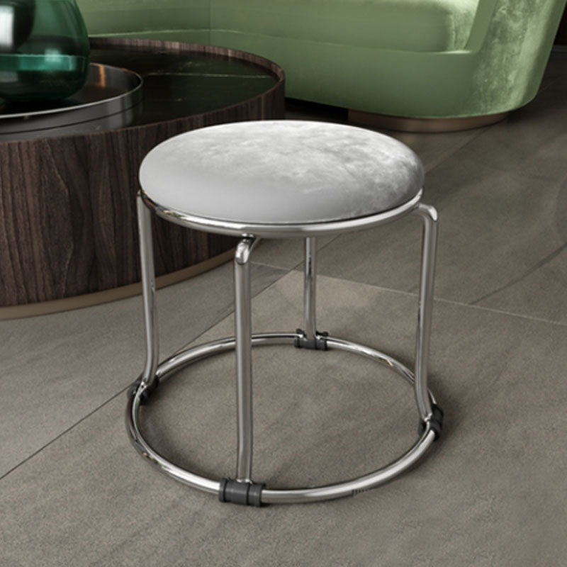 Glam Ottoman Velvet Fade résistant Solid Color rond Ottoman avec des jambes en métal