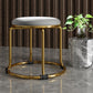 Glam Ottoman Velvet Fade Resistant Solid Color Round Ottoman with Metal Legs