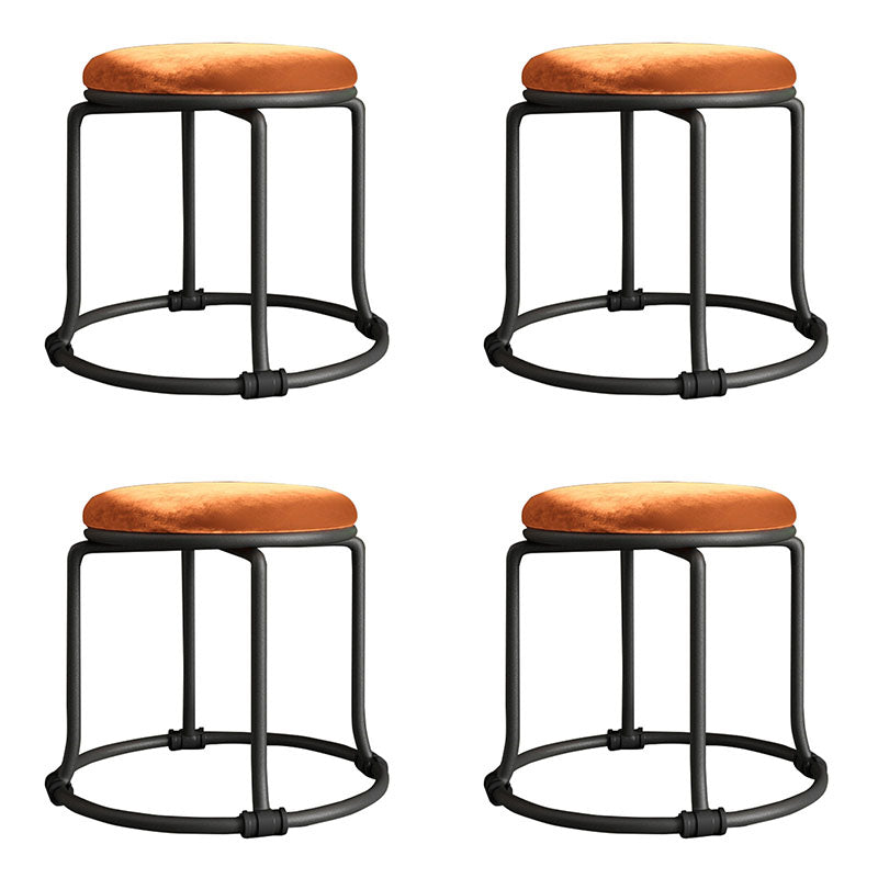 Glam Ottoman Velvet Fade résistant Solid Color rond Ottoman avec des jambes en métal