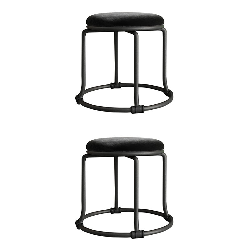 Glam Ottoman Velvet Fade résistant Solid Color rond Ottoman avec des jambes en métal