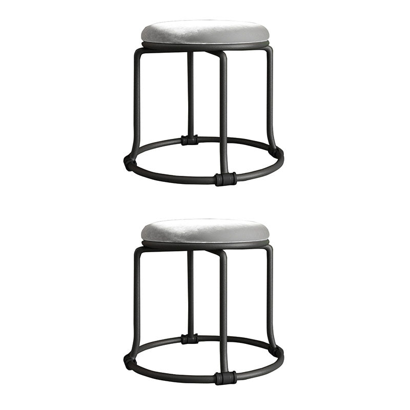 Glam Ottoman Velvet Fade résistant Solid Color rond Ottoman avec des jambes en métal