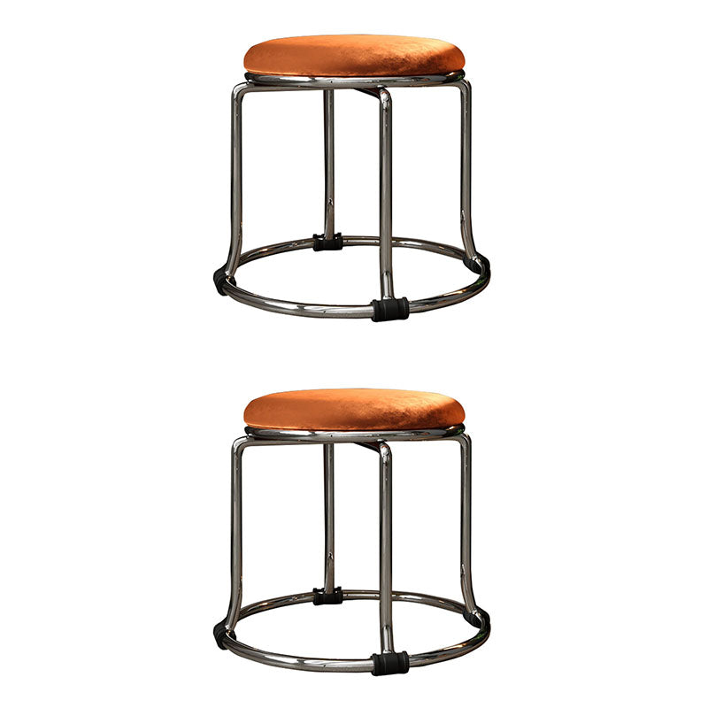 Glam Ottoman Velvet Fade résistant Solid Color rond Ottoman avec des jambes en métal