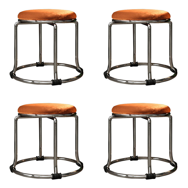 Glam Ottoman Velvet Fade résistant Solid Color rond Ottoman avec des jambes en métal