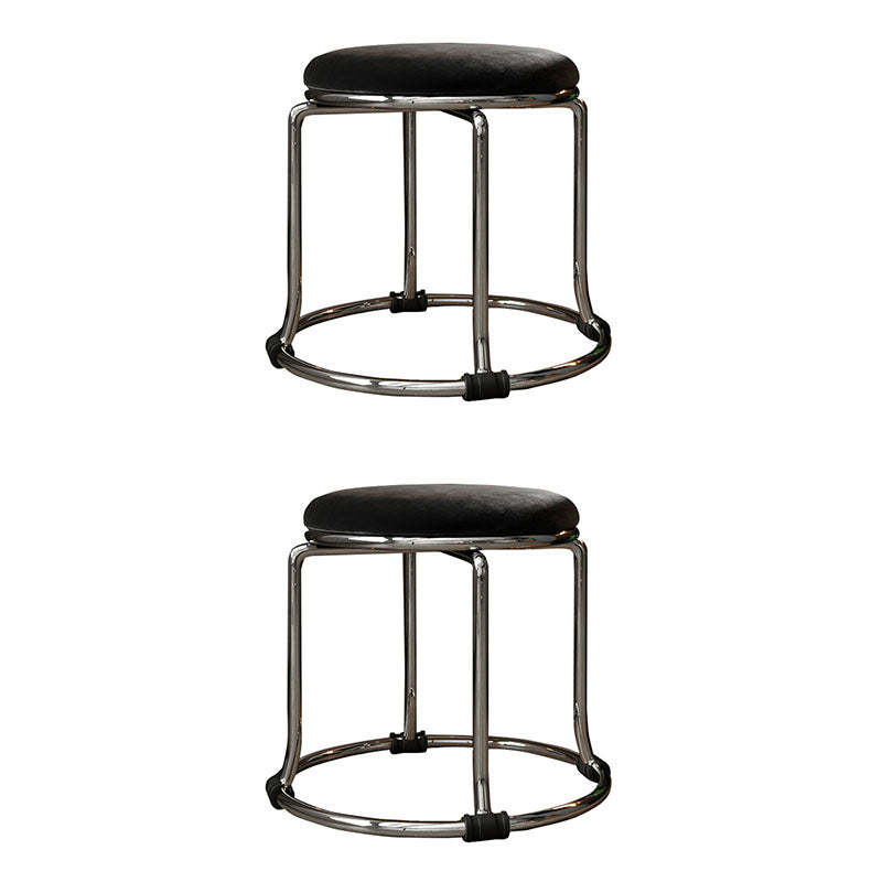 グラマンオットマンベルベットフェード抵抗性ソリッドカラー丸いオットマンの金属脚