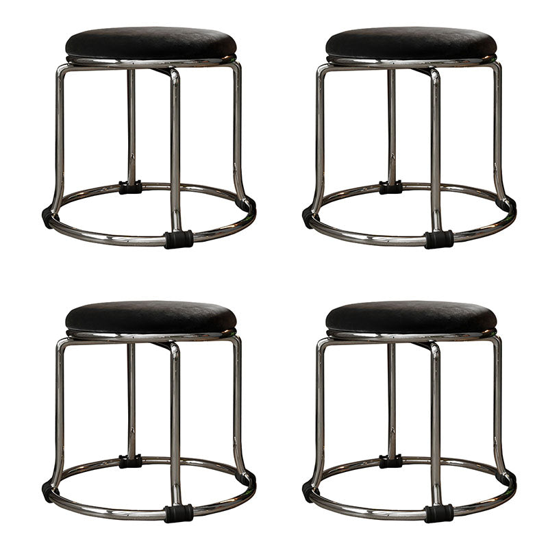 Glam otomano de terciopelo parto resistente a color sólido resistente otomana redonda con patas de metal