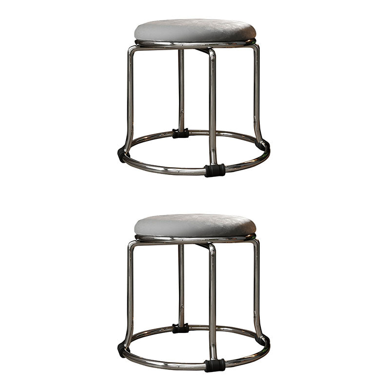 Glam Ottoman Velvet Fade résistant Solid Color rond Ottoman avec des jambes en métal