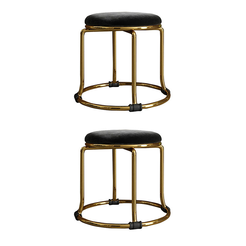 Glam Ottoman Velvet Fade résistant Solid Color rond Ottoman avec des jambes en métal