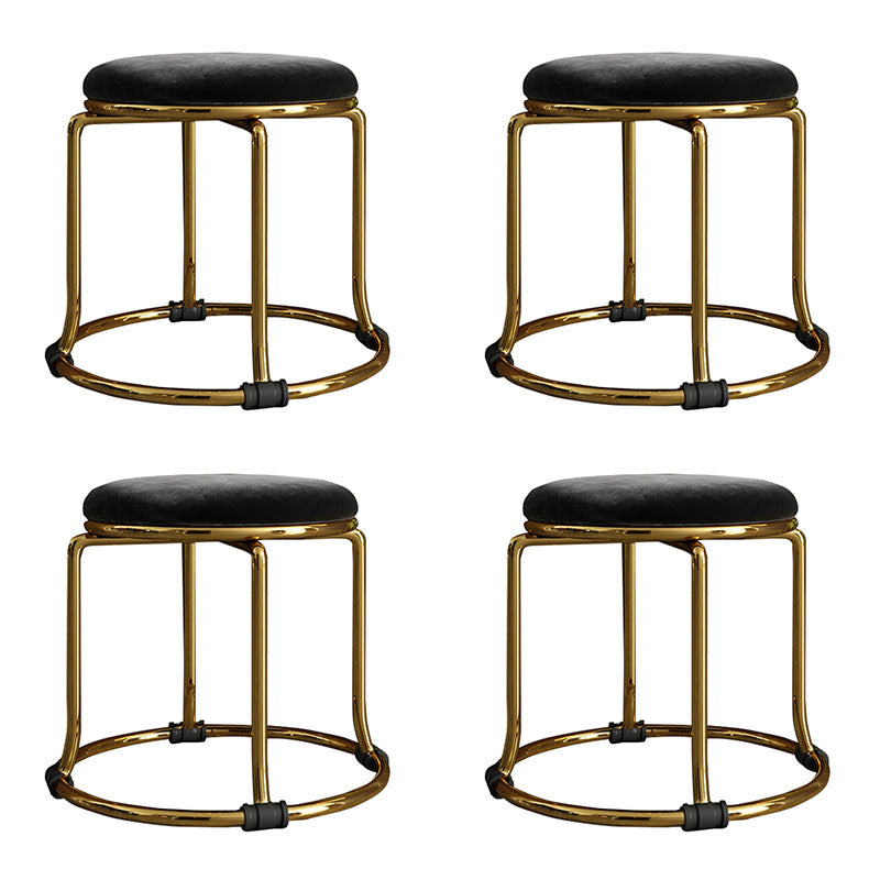 Glam otomano de terciopelo parto resistente a color sólido resistente otomana redonda con patas de metal