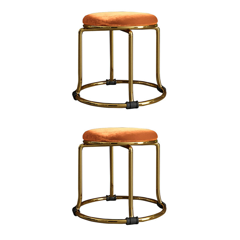 Glam Ottoman Velvet Fade résistant Solid Color rond Ottoman avec des jambes en métal