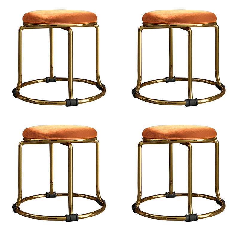 グラマンオットマンベルベットフェード抵抗性ソリッドカラー丸いオットマンの金属脚