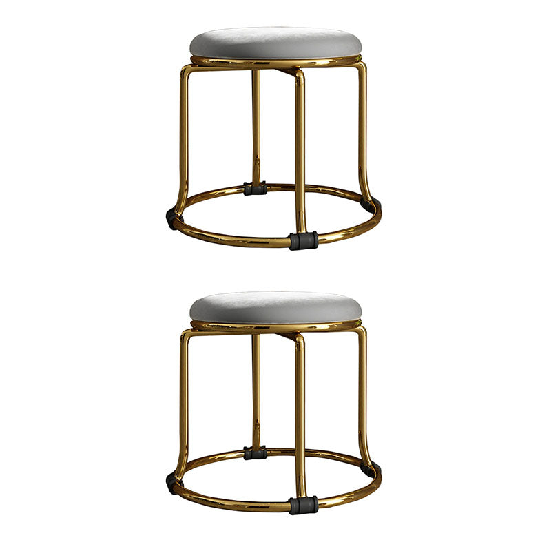 グラマンオットマンベルベットフェード抵抗性ソリッドカラー丸いオットマンの金属脚