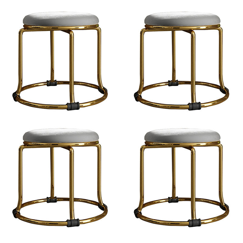 グラマンオットマンベルベットフェード抵抗性ソリッドカラー丸いオットマンの金属脚