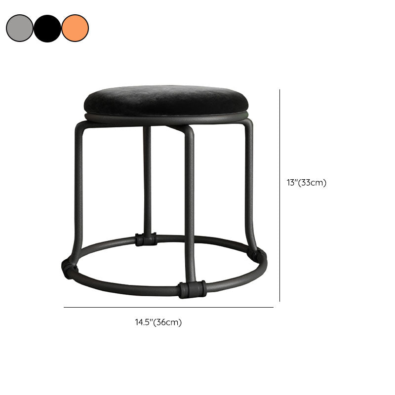 Glam Ottoman Velvet Fade résistant Solid Color rond Ottoman avec des jambes en métal