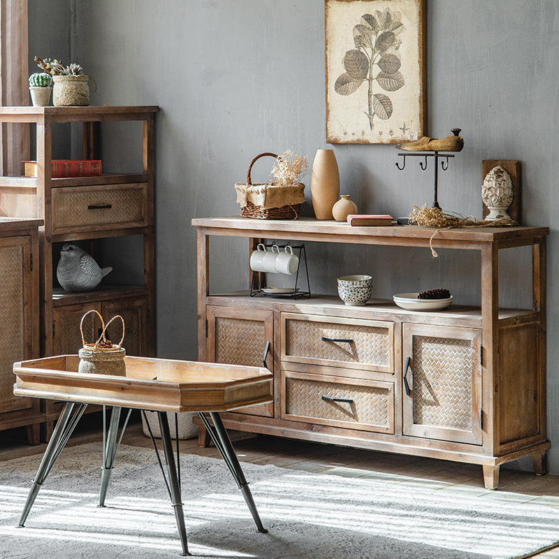 Traditional Wooden Dining Server Open Storage Sideboard for Dining Room Clearhalo 'buffet_sideboard' 'Buffets & Sideboards' 'furn' 'furn_buffet_sideboard' 'Furniture' 'Kitchen & Dining Furniture' 7278551