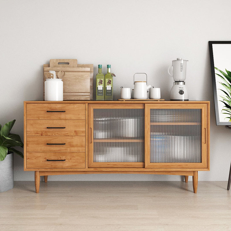 Estilo moderno Almacenamiento marrón Credenza Buffet Buffet de madera sólida con 4-Drawer