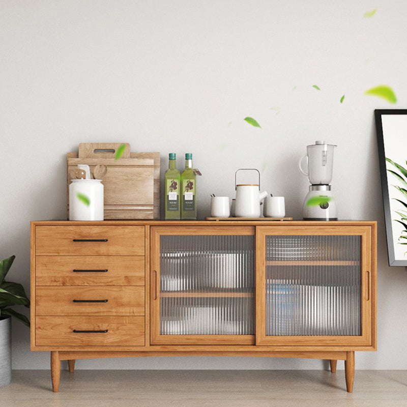 Estilo moderno Almacenamiento marrón Credenza Buffet Buffet de madera sólida con 4-Drawer