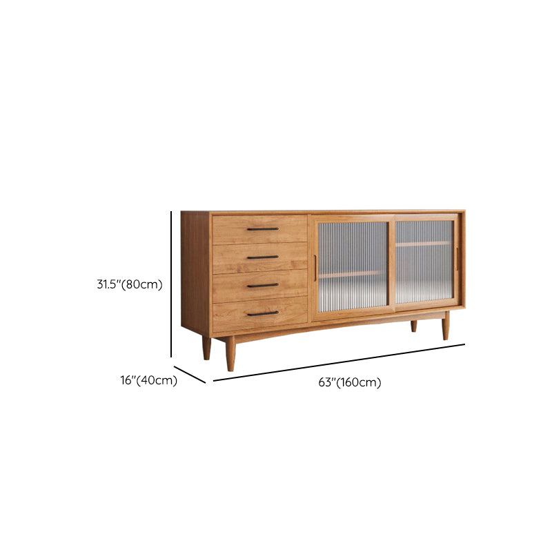Estilo moderno Almacenamiento marrón Credenza Buffet Buffet de madera sólida con 4-Drawer