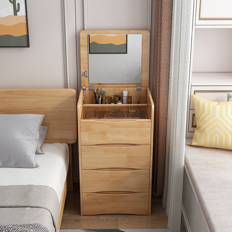 Contemporary 3 Drawer & Jewelry Vanity Desk Wood Makeup Vanity Desk Makeup Vanity Natural Clearhalo 'Bedroom Furniture' 'furn' 'furn_makeup_vanities' 'Furniture' 'Makeup Vanities' 'makeup_vanities' 7278646