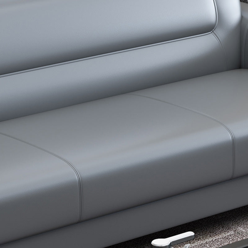 32" Wide Contemporary Sofa Leather Gray Seating for Living Room Clearhalo 'furn' 'furn_sofas' 'Furniture' 'Living Room Furniture' 'Sofa' 'sofas' 7278754