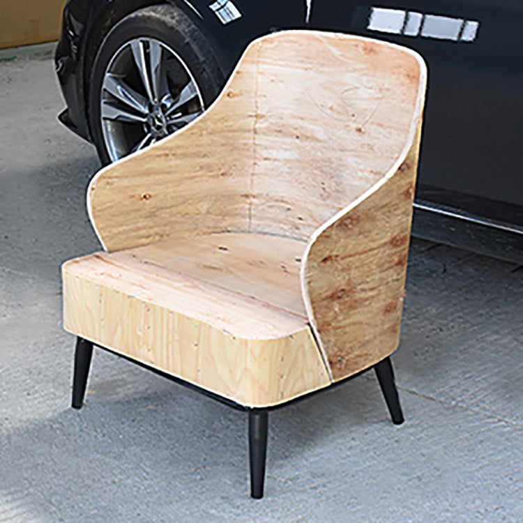 Contemporary Sewn Pillow Back 4 Legs Chair Upholstered Recessed Arms Chair