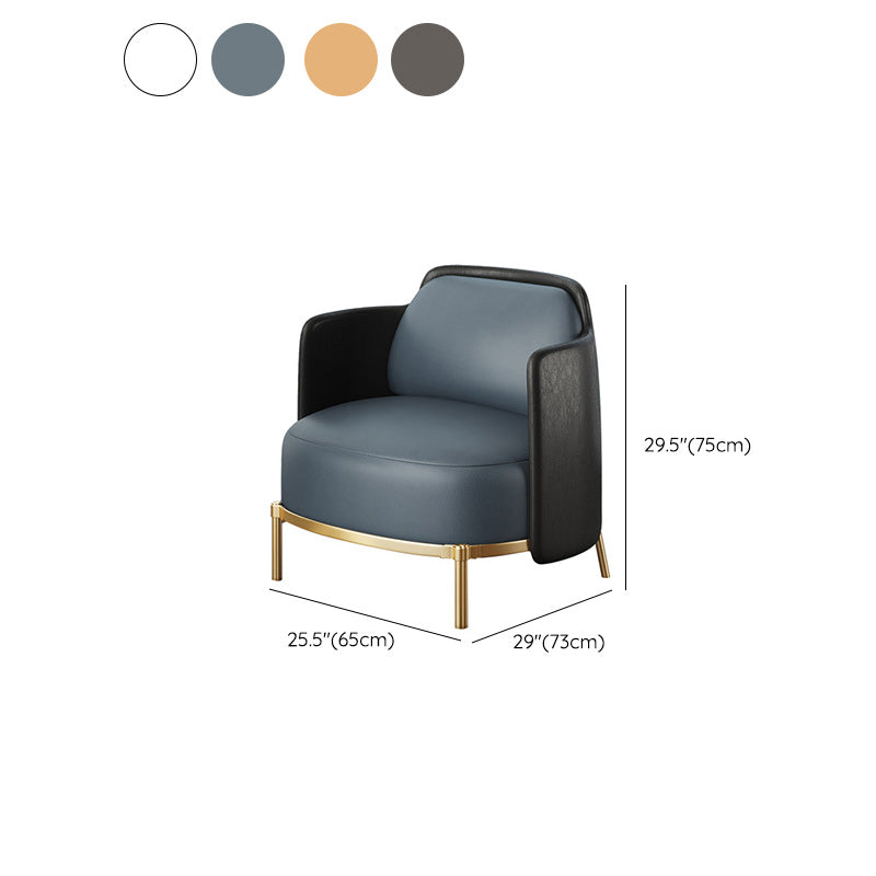 Contemporary Sewn Pillow Back 4 Legs Chair Upholstered Recessed Arms Chair