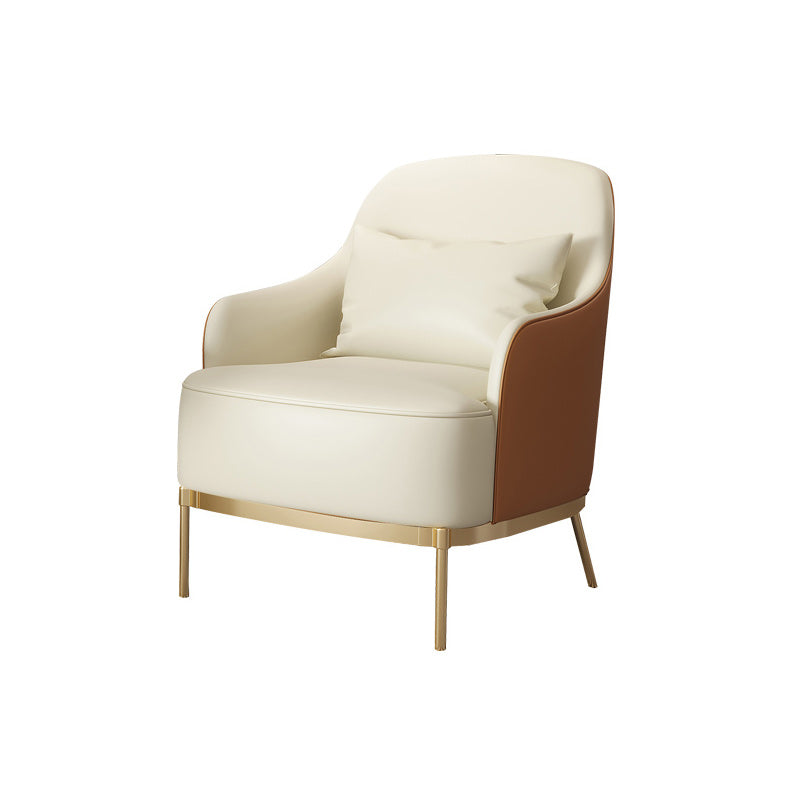 Transitional Sewn Pillow Back 4 Legs Chair Upholstered Recessed Arms Chair White 1 Piece Clearhalo 'Accent Chairs' 'accent_chairs' 'Chairs & Seating' 'furn' 'furn_accent_chairs' 'Furniture' 'Living Room Furniture' 7278819